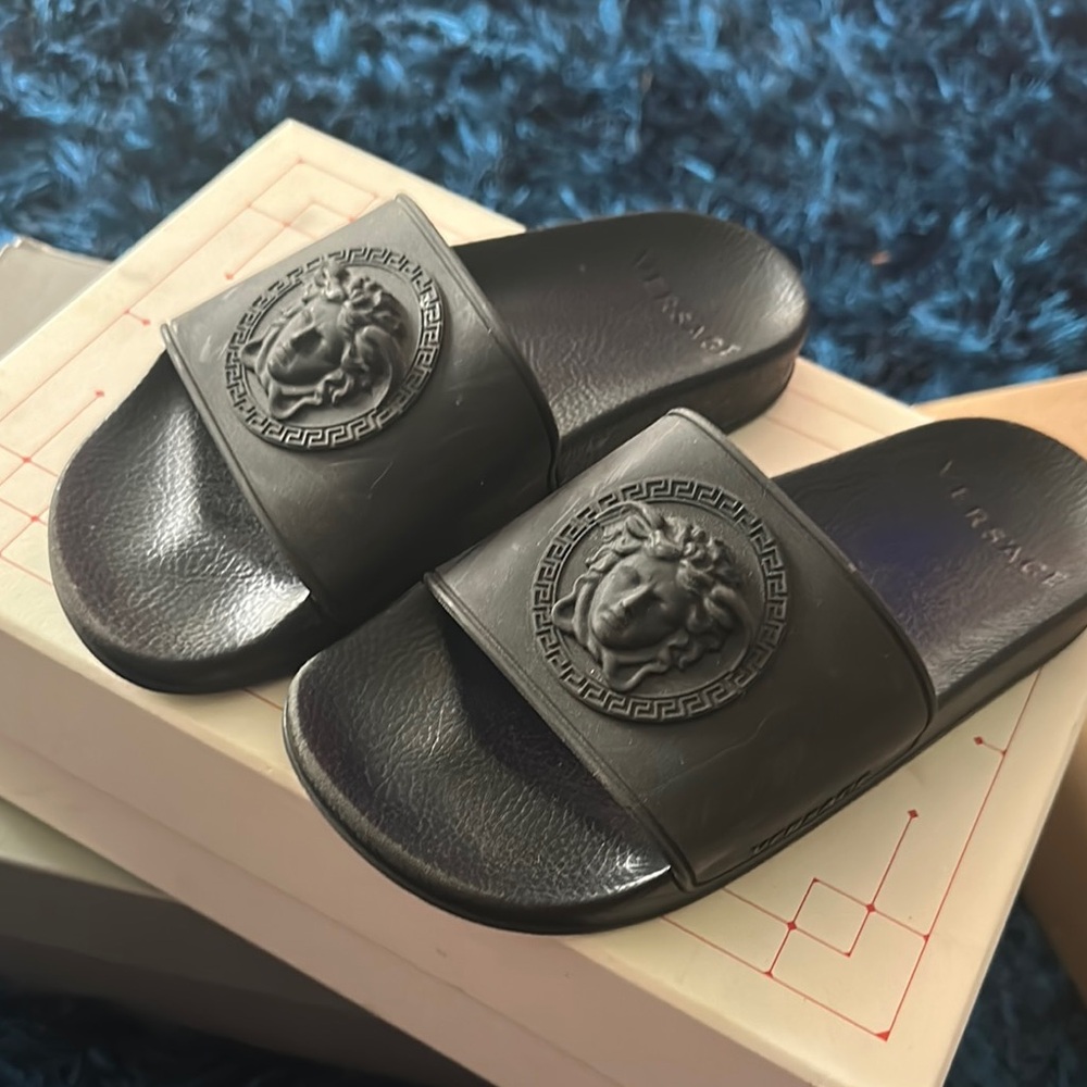 Versace Black Slide Sandals